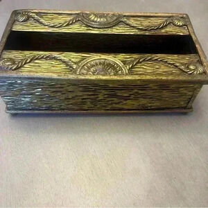 Vintage Brass Hollywood Regency Tissue Box